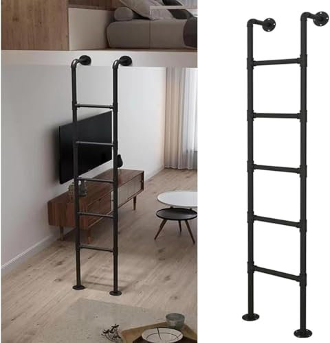 hochbett Leiter Hochbettleiter Ausstiegsleiter Untergeschoss, Schwerlast Hochbett-Leiter Mit Beschlag, Metall Universal Platzsparend Stufen-Steigleiter, Tragfähigkeit 330lbs, Breite Anwendung