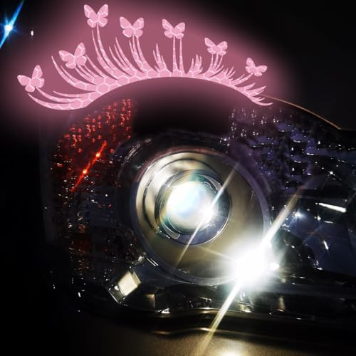 Dreothy 1 paire de faux cils réfléchissants pour phare de voiture, SUV, véhicule électrique, moto (rose)