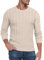 Hisir Herren Strickpullover Kabel Stricken Dicken Rundhalsausschnitt Weben Pullover Winter Warm Langarm Pullover für Herren (Beige, L)