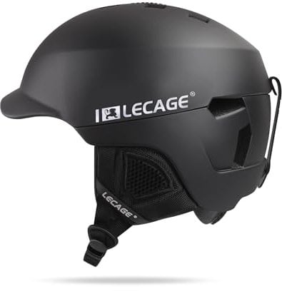 LECAGE Skihelm Übergröße Snowboardhelm mit Belüftungssystem Stoßfester Ski Helm Größenverstellbar Schneesporthelm für Herren Damen 63-66 cm (Schwarz)