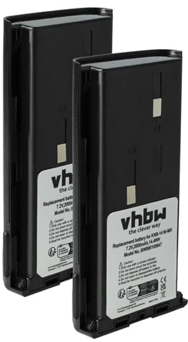 vhbw 2X Akku Ersatz für Kenwood KNB-15 | KNB-14N, KNB-15H, KNB-15A, KNB-20, KNB-14A, KNB-14 für Funkgerät, Walkie Talkie (2000 mAh, 7,2 V, NiMH)