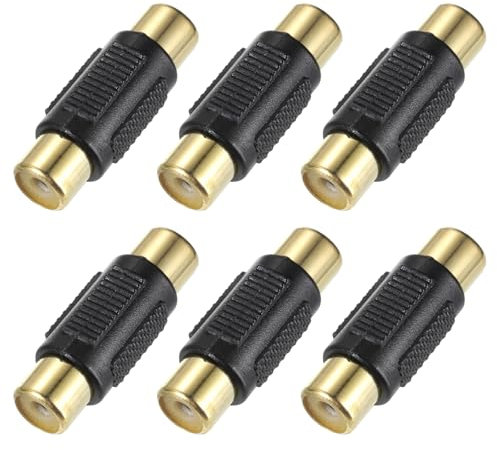 sourcing map RCA to Speaker Wire Connector, RCA Male to RCA Female Gold Plated Stereo Audio Connector Adapter Video Cable Splitter RCA Converter Black 4pcs