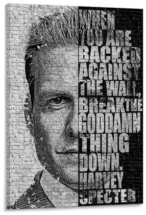 Suits Poster Harvey Specter Poster, Leinwand, Wandkunst, Abdeckung, Zimmer, Vintage, ästhetisches Poster, dekorativ für Wohnzimmer, Schlafzimmer, 20 x 30 cm, Rahmenstil