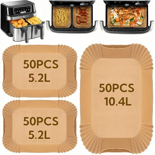 CaiTang Papier Cuisson Air Fryer 150 Pièces Cuisson,Doublure en Papier Jetable Air Fryer Accessoires For Ninja AF500EU,Papier Cuisson pour Ninja Foodi FlexDrawer Air Fryer 10.4L AF500EU/AF500EUCP