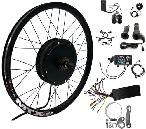 Kit de Conversion de Vélo Électrique 72 V 3000 W, Convient Aux Roues de 20, 24, 26, 27,5, 29, 700C, Roue a Moteur Arrière, 135 Mm, Vélo Électrique la Conduite Hors Route Rear Kits,27.5in