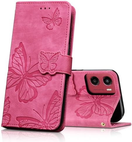 CXTcase Cover per Motorola Moto G05,Pelle PU Portafoglio Custodia a Libro in Pelle Protettiva,Flip Caso Custodia per Motorola Moto G05 Case,Rosa Rossa