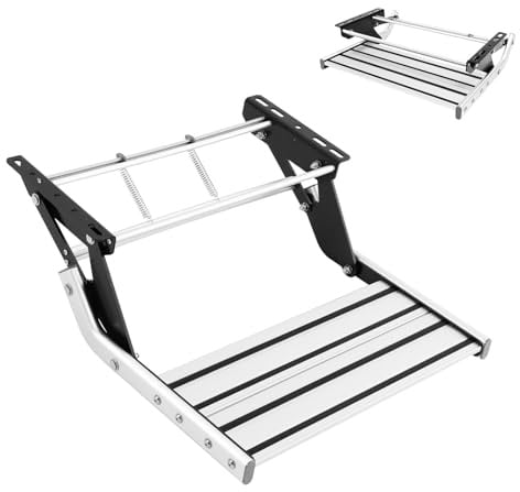 ACROSSPART Manuelle Trittstufe Wohnwagen, Wohnmobiltrittstufen Mover für Wohnwagen, Ausziehbare Herunterklappbare Leiter Trittstufe, Single Step Alu für Wohnmobile, Reiseanhänger