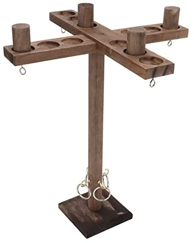 Hook -Hoop -Spiel, 4 -Spieler -Holz -Wurf -Set, schnelllebiges Partyspiel für Erwachsene, umfasst 4 Hooks 4 Ringe, Bar Camping Gartenunterhaltung