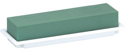 INNA-Glas Oasis Nass Steckschwamm Rechteckig Ailyn, weiß-grün, 25x9x5cm | für Gestecke, in Papercompound Schale - Nasssteckschaum