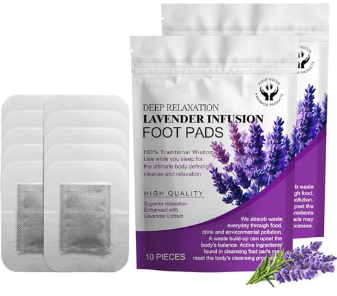 Lavendel Fußpflaster, 20 Stück Herbal Foot Pads, Deep Cleansing Detox Fußpflaster für Stressabbau & Tiefschlaf, Müdigkeitslinderung, Sanfte Reinigung, Entgiftungspflaster Fußbad für Frauen & Männer