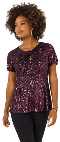 Joe Browns Women's Round Neck Sparkle Sequined Top Blouse (Pack of 1)