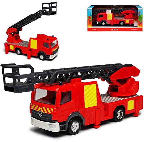 Mercedes-B Atego Feuerwehr LKW Rot aus stabilem Plastik 1/43 Norev Modell Auto mit individiuellem Wunschkennzeichen