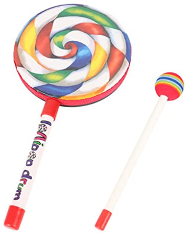 Regenbogen-Lollipop-Trommelspielzeug – mit Schlägel, Schlaginstrument zum Musikspielen für Kinder, 15 cm