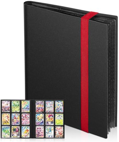 Euqvunn Raccoglitore Carte, 24 Fogli 432 Tasche Album Carte Collezionabili, Binder Cartes a Caricamento Laterale, Album Porta Cartes a Doppia Facciata, Card Binder per TCG,Sports Cards(rosso)