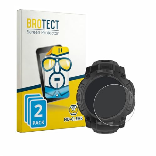 BROTECT 2 Stück Schutzfolie für Garmin Instinct 3 Tactical Edition (50 mm) Displayschutz Folie Made in Germany, Ultra-Klar