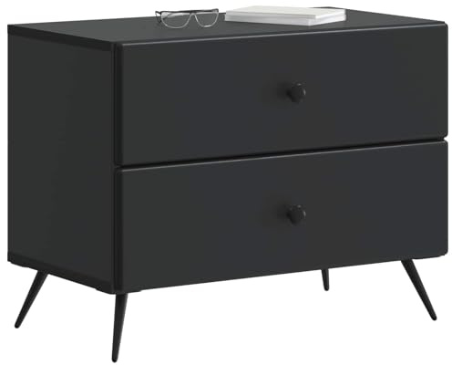 vidaXL Nachttisch Schwarz 62 x 34,5 x 47,5 cm Holzwerkstoff, Wohnzimmer, rechteckiger Tisch, modernes Design, viel Stauraum, minimaler Stand, Smarter Raumlösungsakzent