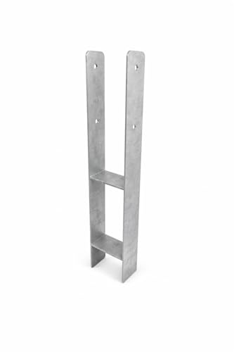 BirnePower H-Pfostenanker 121mm zum Einbetonieren Schwerlast - Pfostenträger Feuerverzinkt 600mm Länge 5mm Stärke - Betonanker für Carport, Pergola & Holzzaun (4 Stück)