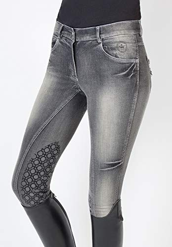 PFIFF 102351 Reithose Starshine Kinder Damen Gripbesatz, denim-schwarz 170