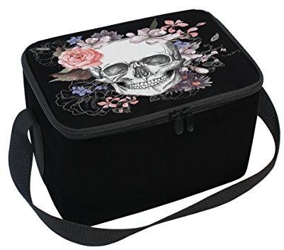 Use7 Sac à déjeuner isotherme Motif tête de mort Rose