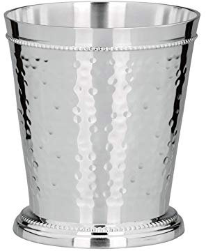 versilberter Schnapsbecher Ø 5.5 cm - kleiner Silberbecher gehämmertes Design - 5.5 cm hoher silberner Trinkbecher ideal für Partys, Feiern, Hochzeiten, Jubiläen oder Silvester