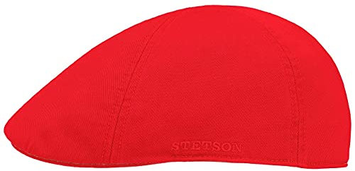 Stetson Texas Cotton Flatcap mit UV Schutz 40+ - Schirmmütze aus Baumwolle - Unifarbene Mütze Frühjahr/Sommer rot M (56-57 cm)
