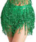 Wuchieal Pailletten Glitzer Rock Bauchtanz Hüfttuch Kostüm Quaste Outfits Gürtel Festival Kleidung (Dunkelgrün, One Size)