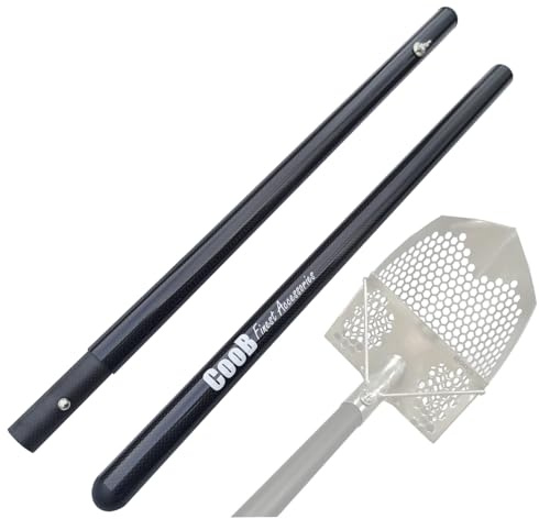 CooB Metal Detector Hunting Sand Scoop Shovel - Travel Collapsible Light Strong Carbon Fiber Handle Pole, Sand Scoop Not Included (Carbon Fiber Handle)