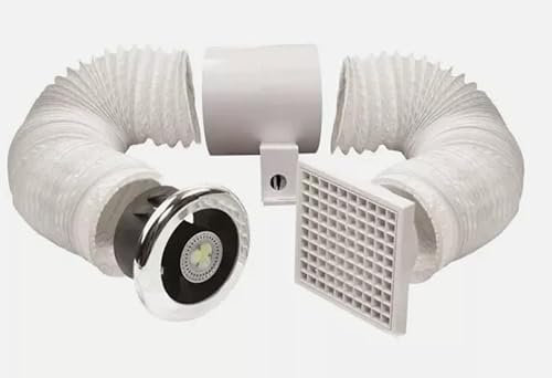 Airvent 477523 LED Shower Fan Light Kit with Timer Bathroom Extractor 100mm 4- Chrome or White