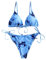 ZAFUL Gepolsterte Bikini Set, Tie-Dye-Druck Spitze Dreieck Cup Niedrigtaile gebundene Badeshorts (A-tie dye blau, M)