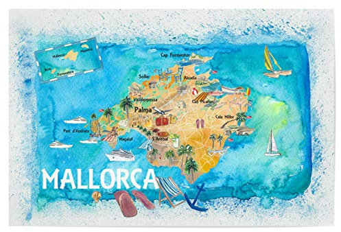 artboxONE Poster 45x30 cm Reise Majorca Spain Illustrated Map - Bild Mallorca Andratx balearen
