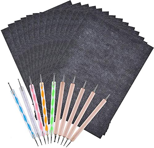 100 Blatt Kohlepapier, A4 Graphitpapier Transferpapier, Carbon Papier Pauspapier und 10 Prägestift, für Holz, Papier, Leinwand und Andere Kunstoberflächen Transparentpapier