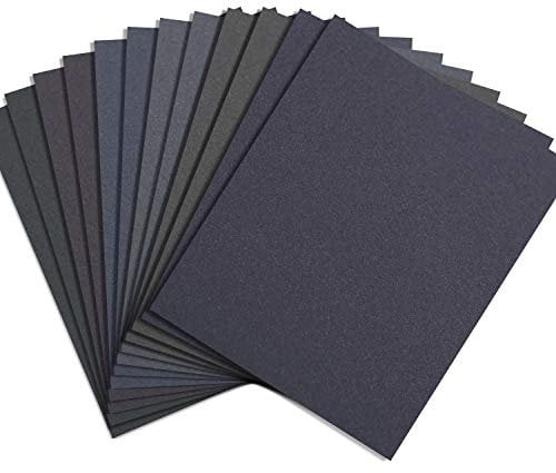 Abrasive Dry Wet Waterproof Sandpaper Sheets Assorted Grit of 400/600/ 800/1000/ 1200/1500 for Furniture, Hobbies and Home Improvement, 12 Sheets (9 x 11 Inch)