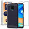 ebestStar - Cover per Xiaomi Redmi Note 9 PRO / 9S, Custodia Protezione Carbonio Design, TPU Morbida Antiurto, Blu scuro + Vetro Temperato
