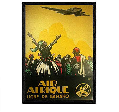 Nacnic Vintage Poster Air Afrique. Blätter für Interieur mit klassischen und antiken Werbebildern zu dekorieren. Gemälde Retro-Dekor. A4-Format
