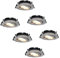 HOFTRONIC - Rome 6er LED Einbaustrahler 230V Ultra Flach Edelstahl (27mm Einbautiefe) Dimmbar Schwenkbar IP44 Wasserdicht 2700K Extra Warmweiß 6x6W 6x500 Lm 40.000 Stunden