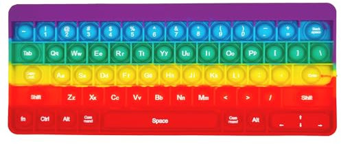 Aionly Pop Keyboard Fidget Toy,Christmas Fidget Toys, Push Stress Reliever Anxiety Relief It Sensory Toys for Autism,Bubble Keyboard with Letters Numbers Fidgets for Girls/Boys (Rainbow Keyboard)