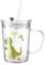 Toddmomy Glass Cup with Lid and Straw Handle Milk Tea Tumbler Scale Measuring Cup for Women Children 300ml