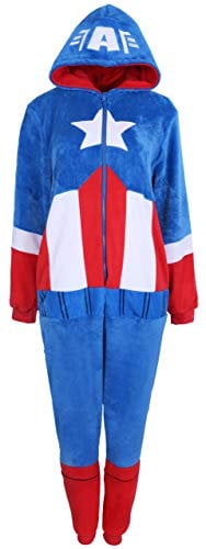 Marvel Capitan America Men Fleece One Piece Pyjamas Onesie XS-S Blue