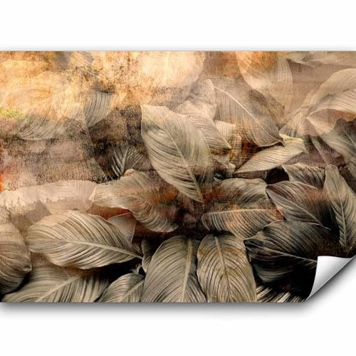 murando - Papier peint panoramique nature 450x315 cm - Revêtement mural décoration pour chambre salon - Design unique et moderne - Marron beige jaune - Feuilles de plantes naturelles b-C-1002-a-a