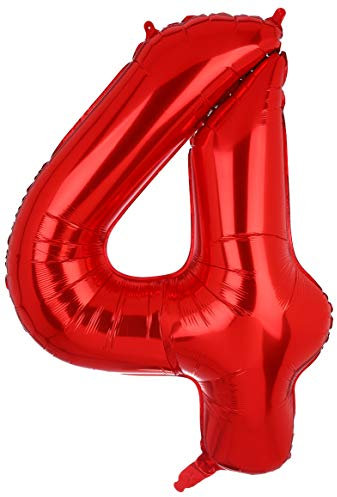 100 CM Riesen Rot Zahl 4 Folienballon Luftballon Folien Mylar Groß MäDchen Helium Luftballons Geburtstag Party Deko Lieferungen Baby