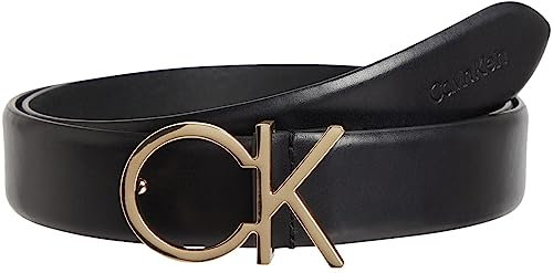 Calvin Klein Damen Gürtel Re-Lock Logo Belt 3,0 cm Ledergürtel, Schwarz (Ck Black), 110