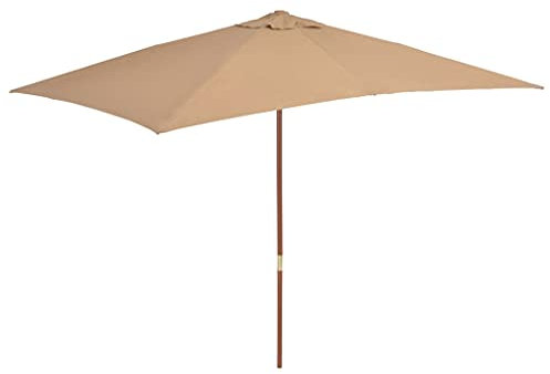 INLIFE Sonnenschirm mit Holz-Mast 200×300 cm Taupe