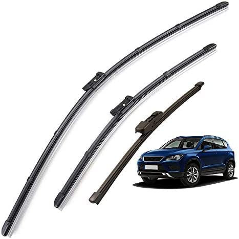 TGCXHRF Scheibenwischer-Set für Seat Ateca 2016-2020, Autozubehör, 2 Stück, 55 cm, Front- und Heckwischer, Hochleistungs-Naturkautschuk, Aerodynamisch, Geräuschlos, Reinigungsleicht, Langlebig