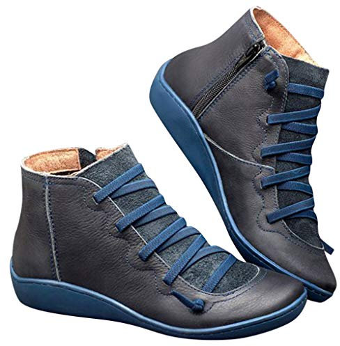 Anfibi Donna Neri Chunky Bassi Scamosciati Stivaletti Stringati Autunnali Invernali Pelle Eleganti Ankle Chelsea Boots Anfibi Comode Cowboy Morbidi con Tacco Stivali Calzino