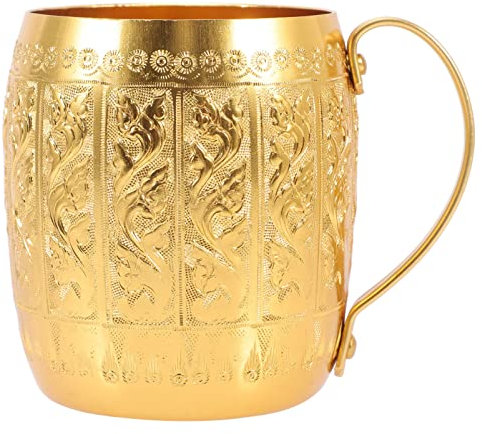 CALLARON Taza De Metal Resistente Caídas para Café y Vaso Multiusos De del Asiático para y Restaurantes Color Dorado