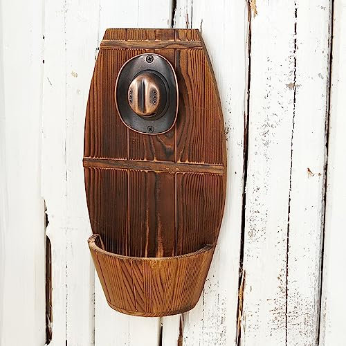 Décapsuleur mural en bois pour fût de bière, décapsuleur vintage avec récupérateur de capsules, cadeau pour homme et amateur de bière, utilisation comme décoration de bar.
