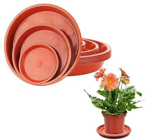 6pcs Garden Plant Saucer,Round Plastic Planter Base Trays,Terra Cotta Coloured Drainage Saucer,Flowerpot Drip Tray Plant Pot Saucer for Garden Balcony Indoor Outdoor Household Garden Plants(3 Sizes)