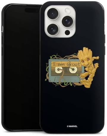 Slim Case extra dünn kompatibel mit Apple iPhone 15 Pro Max Silikon Handyhülle schwarz Hülle Groot Guardians of The Galaxy Marvel