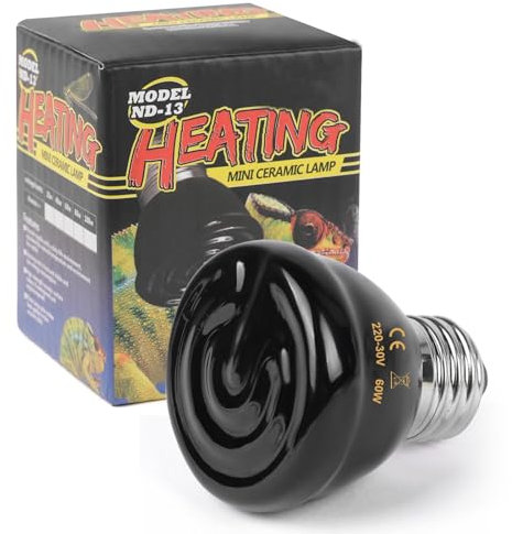 Adiwo 60W Lampadina Riscaldante in Ceramica, E27 Rettile Lampada a Infrarossi Riscaldante, Lampada Rettile, per Anfibi e Rettili Tartaruga, Uccelli, Lucertola, Serpente