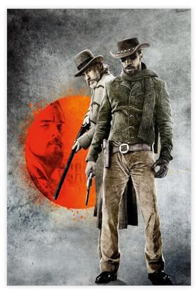 Django Unchained Filmposter auf Leinwand, Poster, Wandkunst, Dekor, Bild, Gemälde für Wohnzimmer, Schlafzimmer, Dekoration, ungerahmt, 40 x 60 cm